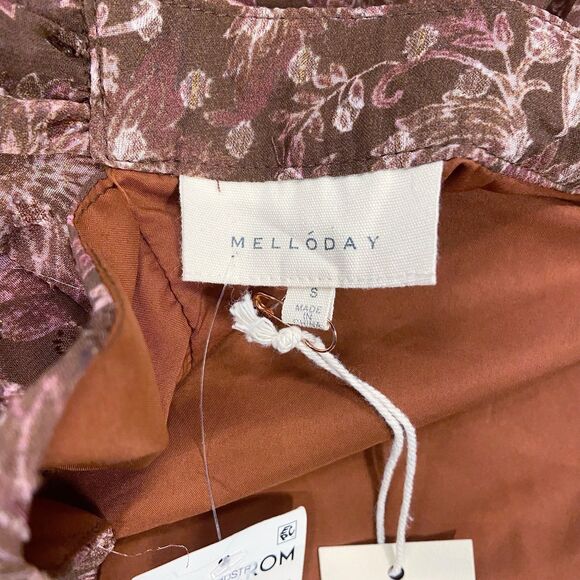 MELLODAY Floral Chiffon Maxi Dress Long Sleeve Boho Fall Fashion Women’s Small - Picture 7 of 12